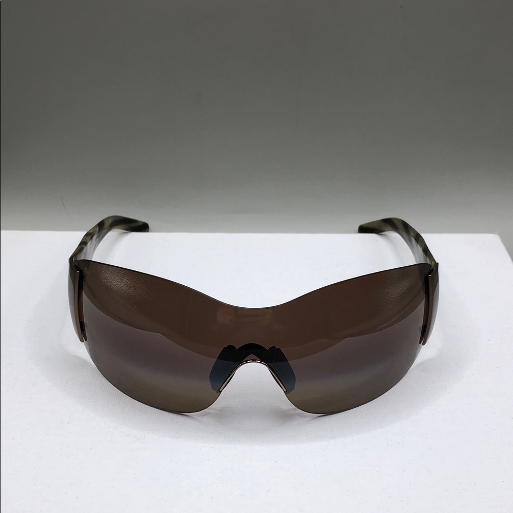 Maui Jim Kula Sunglasses  Brown Shield Faux Horn Pattern Japan MJ-514-23